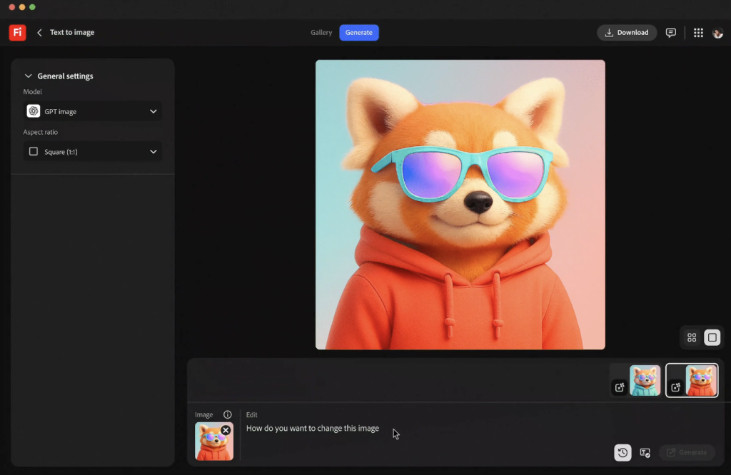 Generatorul de imagini folosit de ChatGPT in Adobe Firefly (Credit: OpenAI)