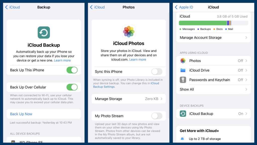 Functia de back-up oferita de iCloud