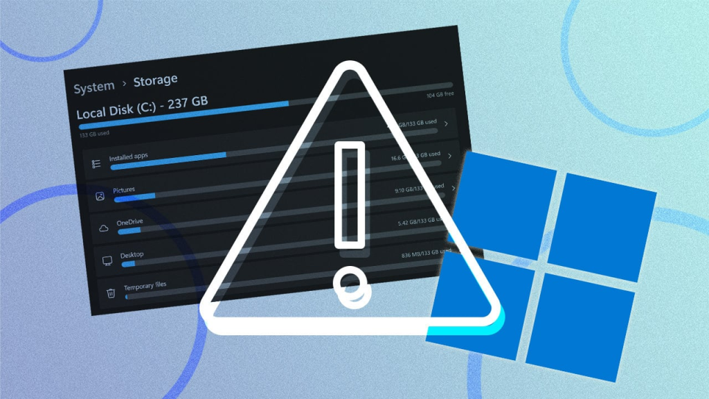 Eroare Windows referitoare la spatiul de stocare