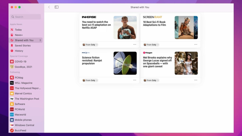 Functia Share with You oferita de MacOS