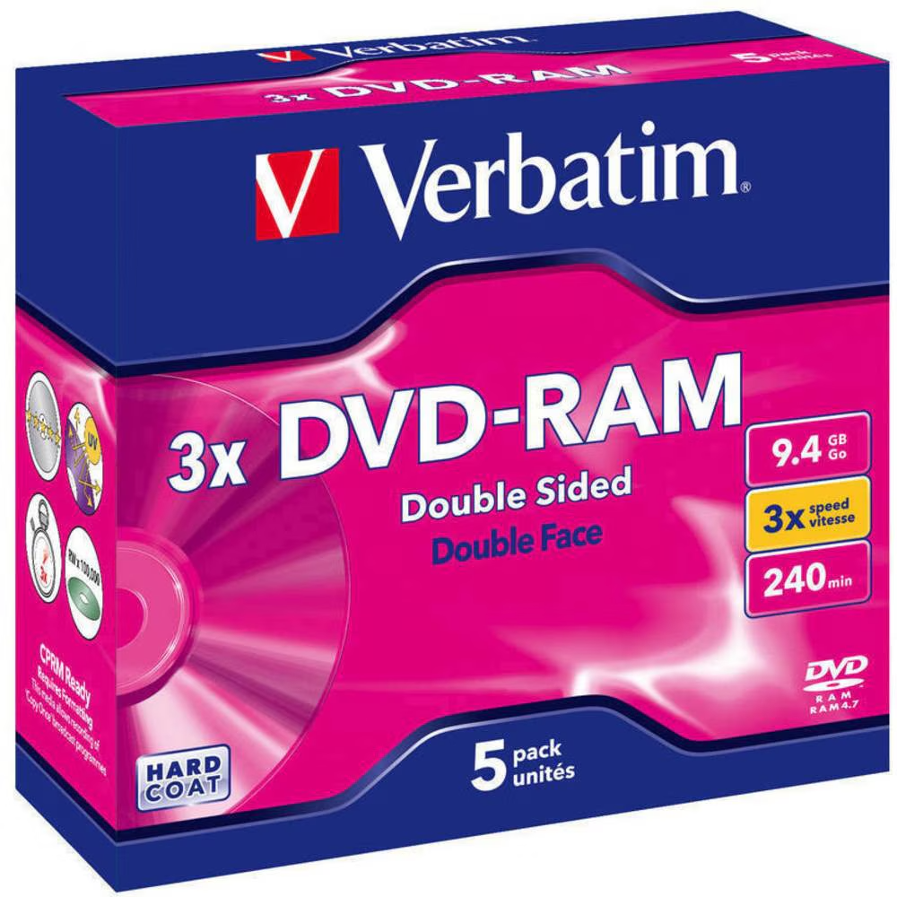 Pachet de discuri DVD-RAM (Digital Versatile Disk – Random Access Memory) produs de Verbatim