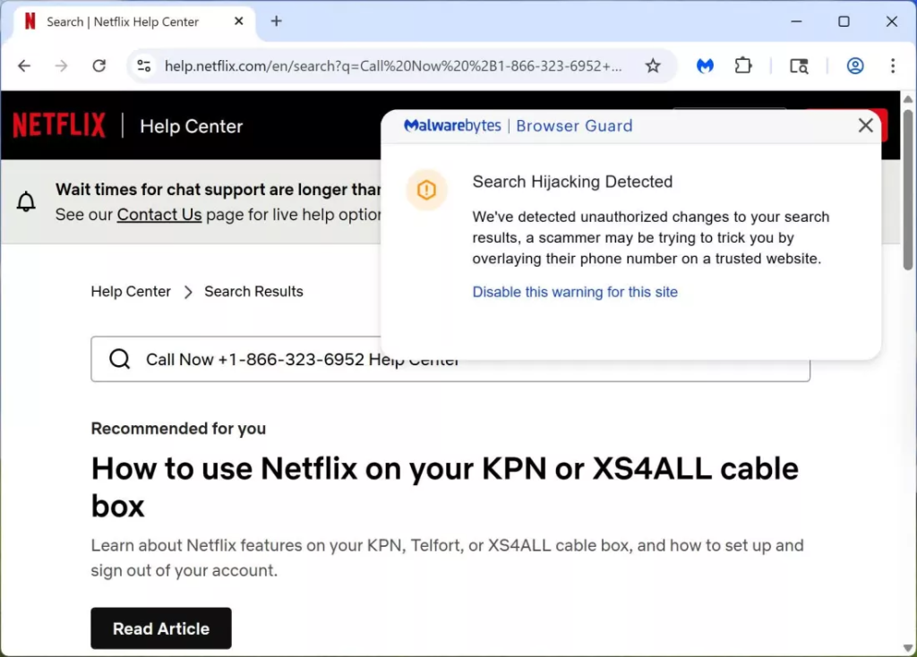 Tentativa de hijack a hackerilor utilizand platofrma Netflix