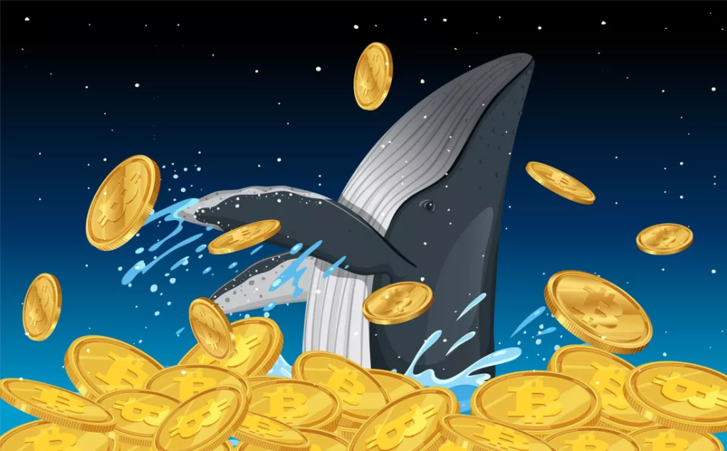 Balena inoata printre criptomonede Bitcoin